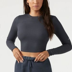 Joah Brown Cropped Crew Long Sleeve